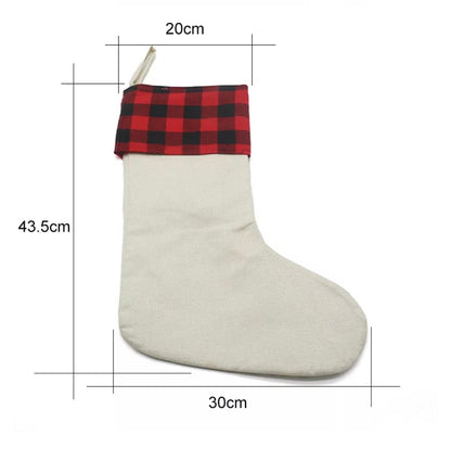 Linen Buffalo Plaid Christmas Stockings