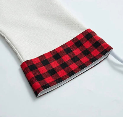 Linen Buffalo Plaid Christmas Stockings