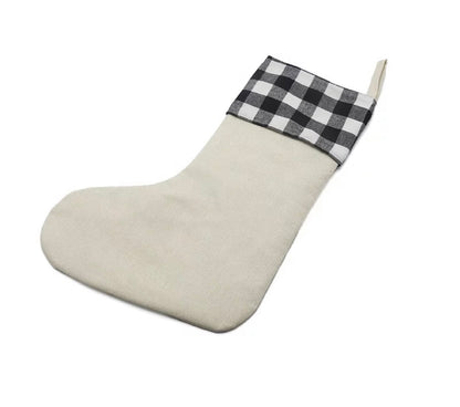 Linen Buffalo Plaid Christmas Stockings